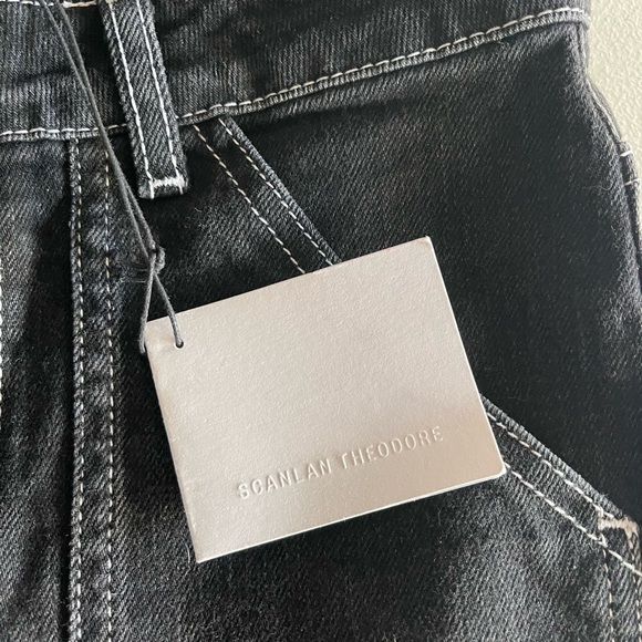 NWT Scanlan Theodore Black White Stitched Jeans Patch Pockets Size 26 - Picture 6 of 9